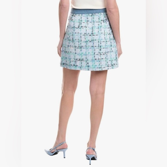 Nanette Lepore Tweed Button Front Mini Skirt Blue Multi Size L NWT - Picture 2 of 9